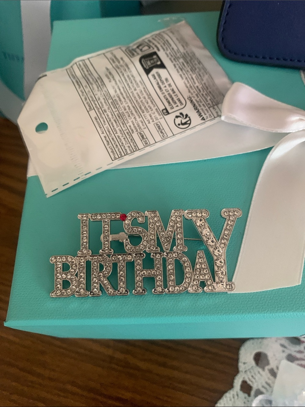 "It's My Birthday" Rhinestone Pin - Silver Sparkle